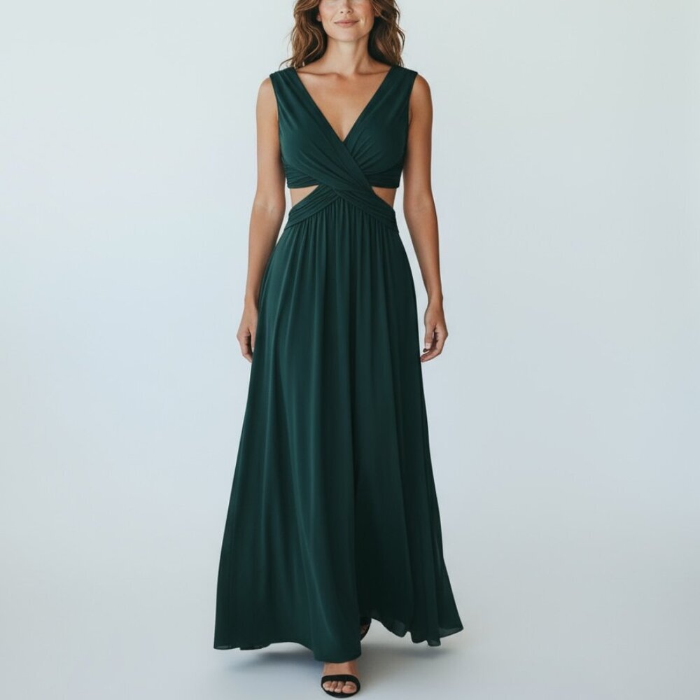 Women’s LULUS Unique looking GOWN FORMAL PROM DRESS New SMALL GREEN Tags removed